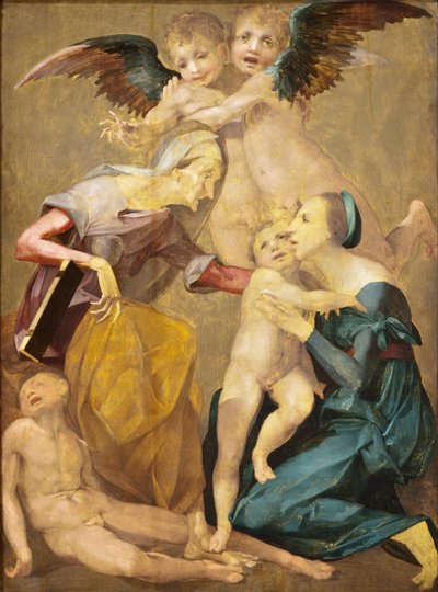 Alegoría de la Salvación con la Virgen y el Niño Jesús, Santa Isabel, el joven San Juan Bautista (detalle) de Rosso Fiorentino
